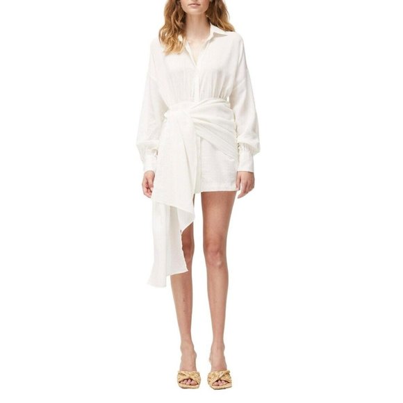 Atoir Ava Dress Natural White Mini Long Sleeve Tie Front - Picture 1 of 6